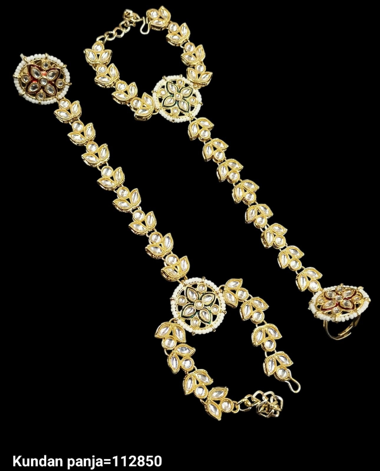 Traditional Gold Plated Kundan Hathpanja Set